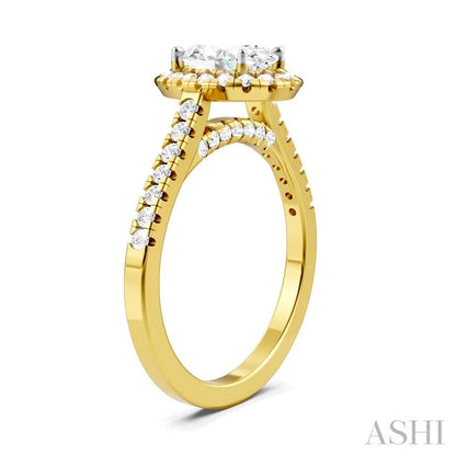 Oval Shape Semi-Mount Halo Diamond Engagement Ring