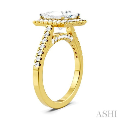 Princess Shape Semi-Mount Halo Diamond Engagement Ring