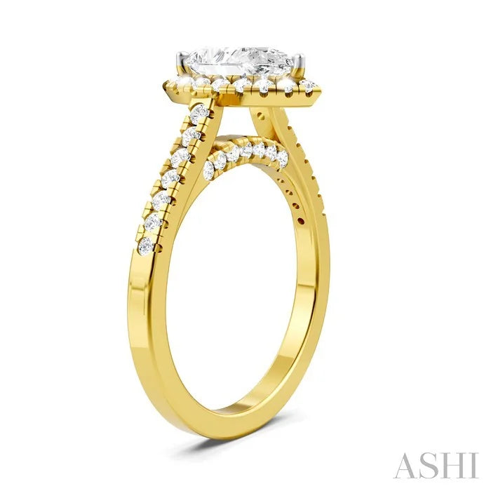 Pear Shape Semi-Mount Halo Diamond Engagement Ring
