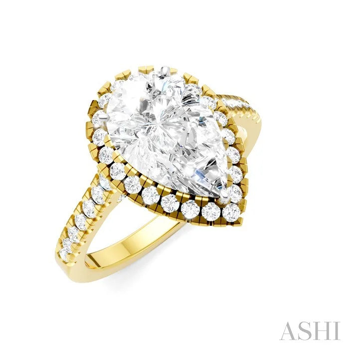 Pear Shape Semi-Mount Halo Diamond Engagement Ring