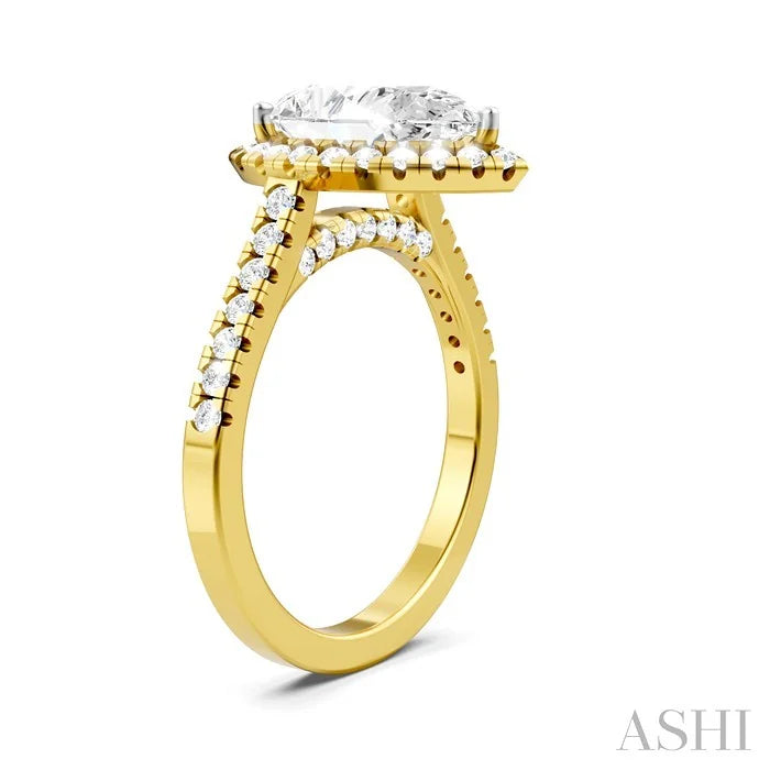 Pear Shape Semi-Mount Halo Diamond Engagement Ring