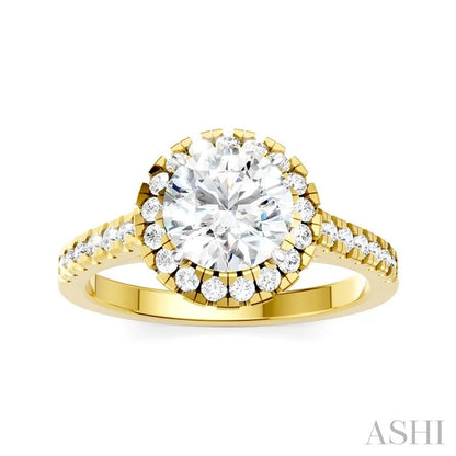 Round Shape Semi-Mount Halo Diamond Engagement Ring