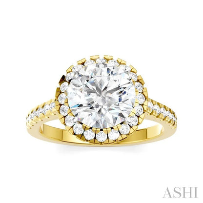 Round Shape Semi-Mount Halo Diamond Engagement Ring