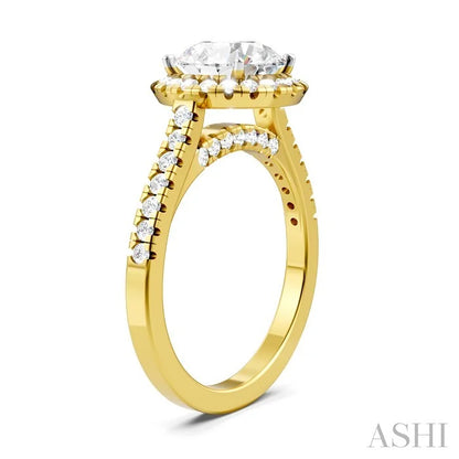 Round Shape Semi-Mount Halo Diamond Engagement Ring
