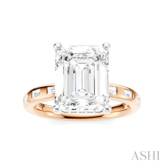 Emerald Shape Semi-Mount Diamond Engagement Ring