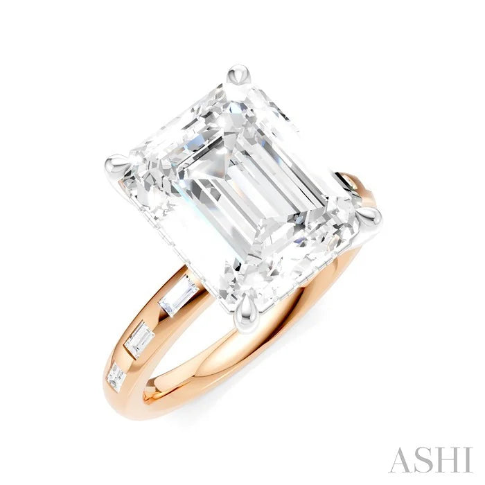 Emerald Shape Semi-Mount Diamond Engagement Ring