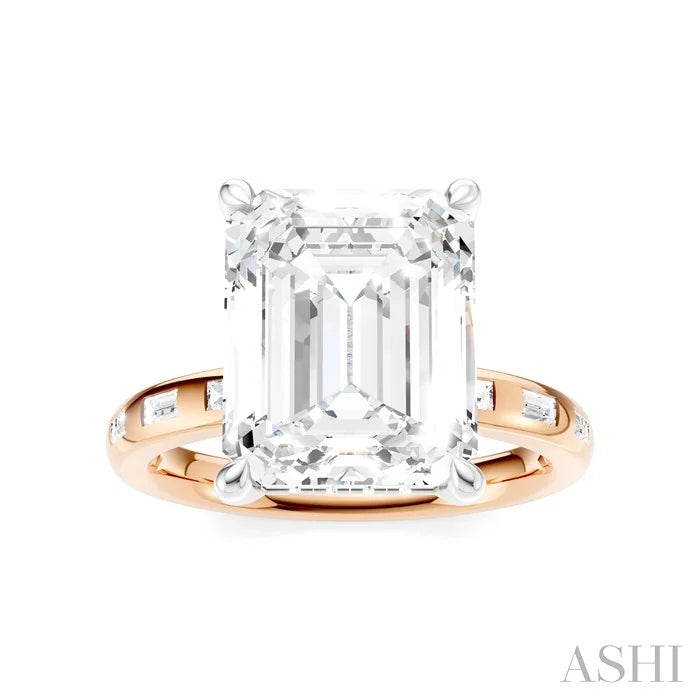 Emerald Shape Semi-Mount Diamond Engagement Ring