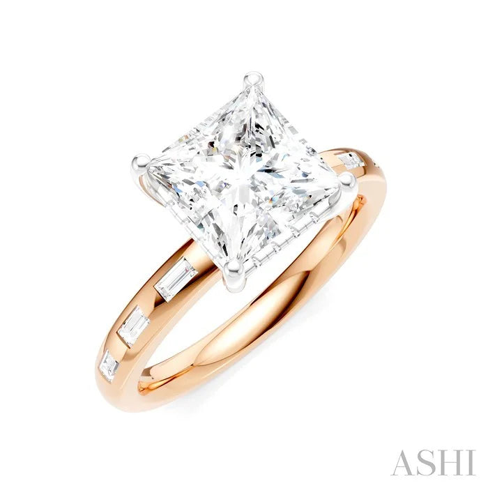 Princess Shape Semi-Mount Diamond Engagement Ring