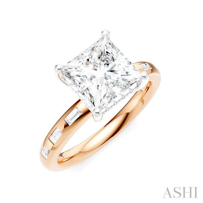 Princess Shape Semi-Mount Diamond Engagement Ring