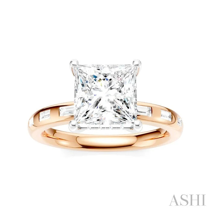 Princess Shape Semi-Mount Diamond Engagement Ring