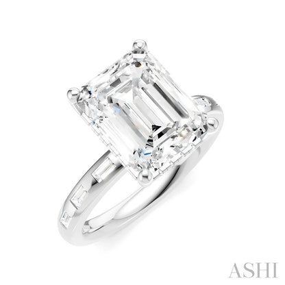 Emerald Shape Semi-Mount Diamond Engagement Ring