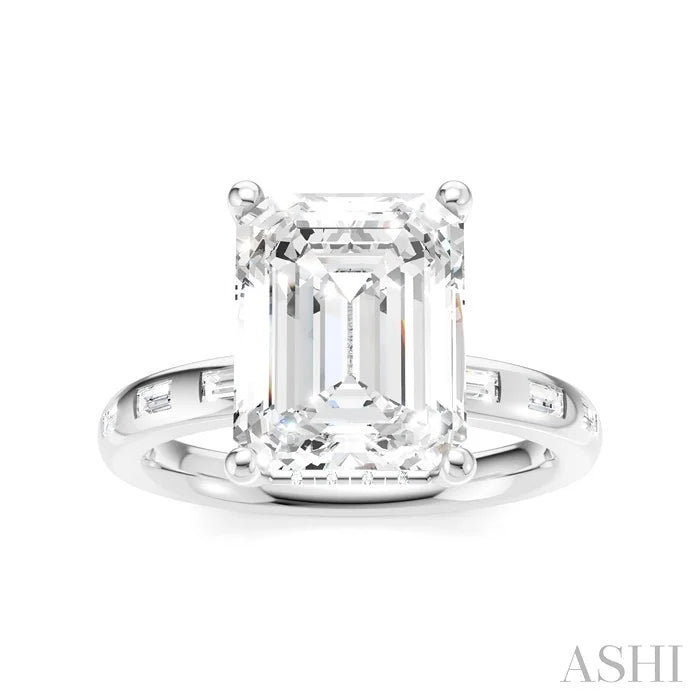 Emerald Shape Semi-Mount Diamond Engagement Ring