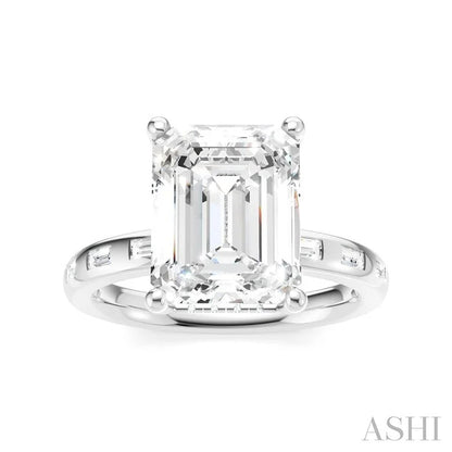 Emerald Shape Semi-Mount Diamond Engagement Ring