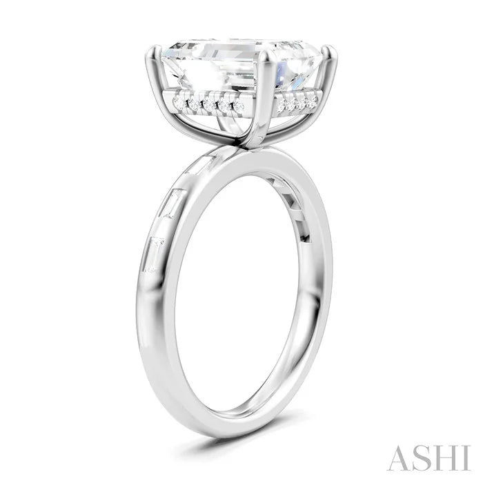 Emerald Shape Semi-Mount Diamond Engagement Ring
