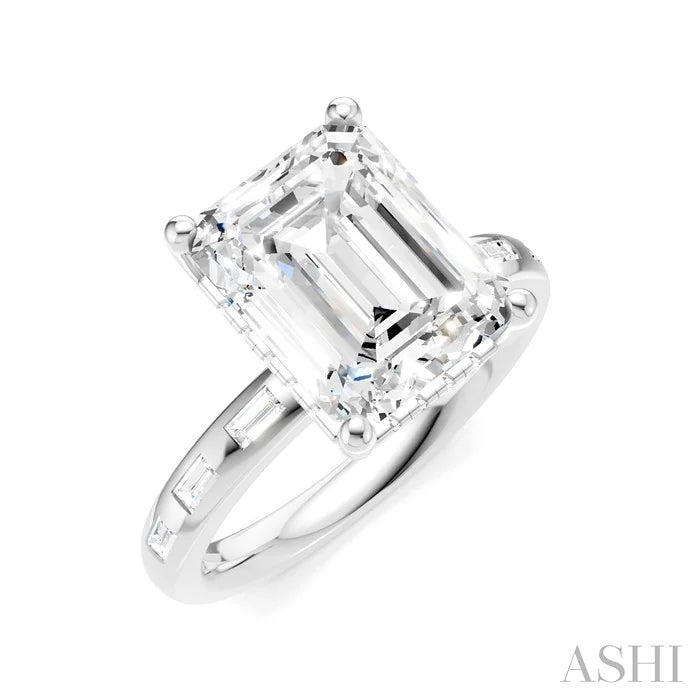 Emerald Shape Semi-Mount Diamond Engagement Ring