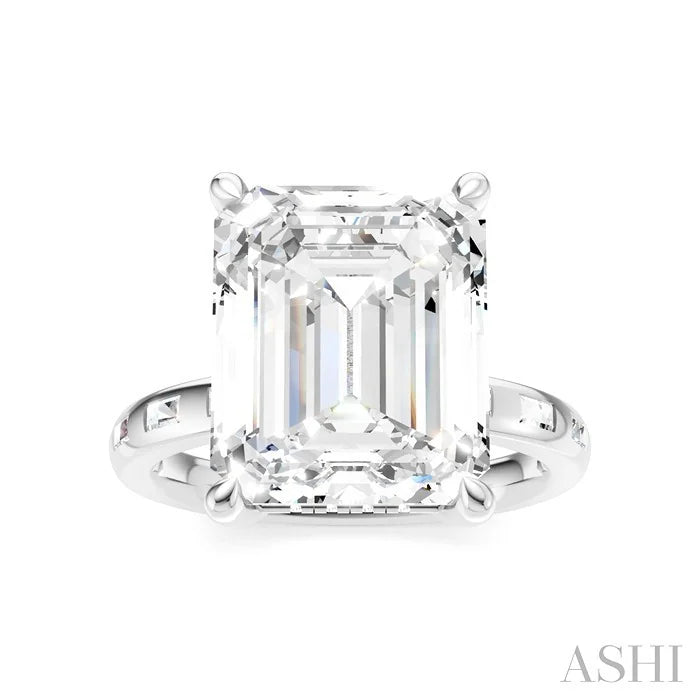 Emerald Shape Semi-Mount Diamond Engagement Ring