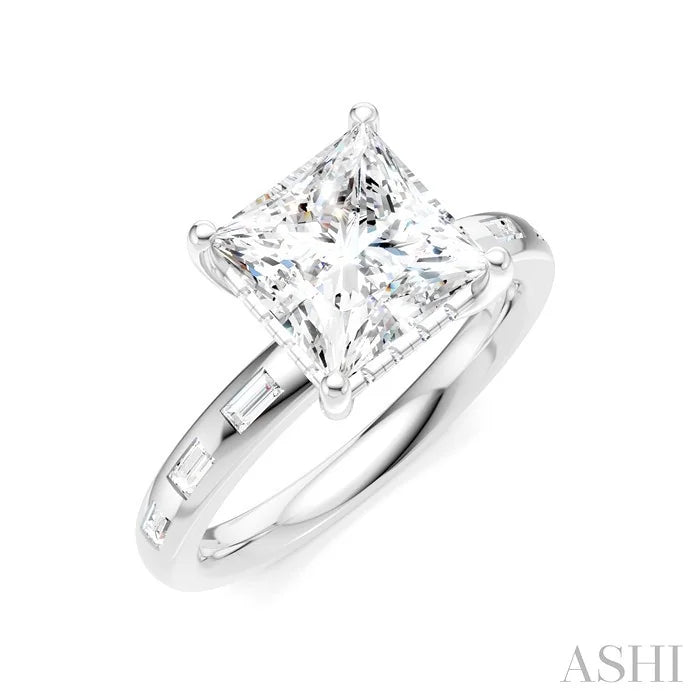 Princess Shape Semi-Mount Diamond Engagement Ring
