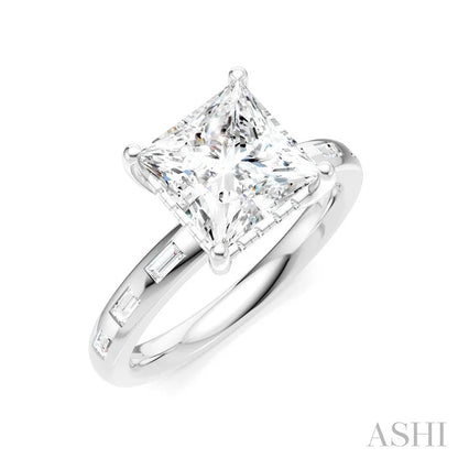 Princess Shape Semi-Mount Diamond Engagement Ring