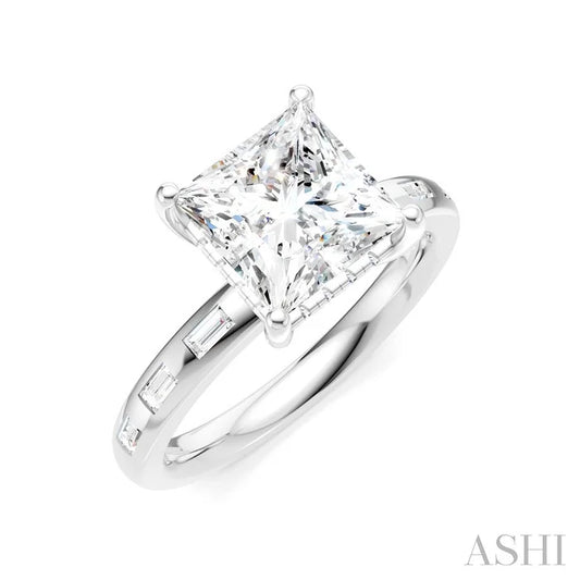 Princess Shape Semi-Mount Diamond Engagement Ring
