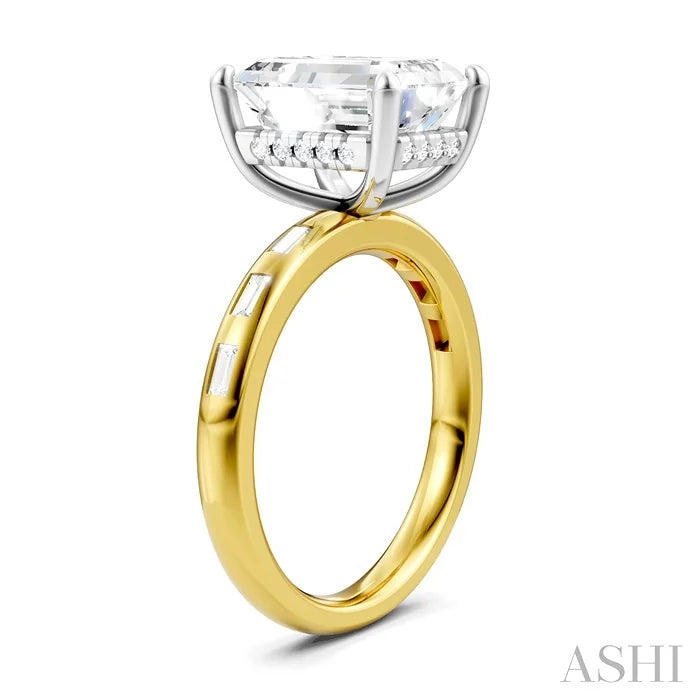 Emerald Shape Semi-Mount Diamond Engagement Ring