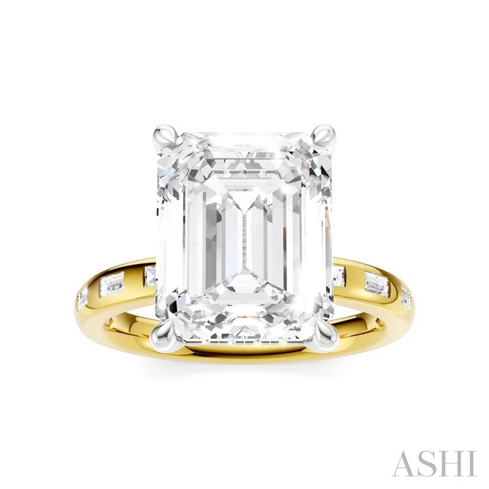 Emerald Shape Semi-Mount Diamond Engagement Ring