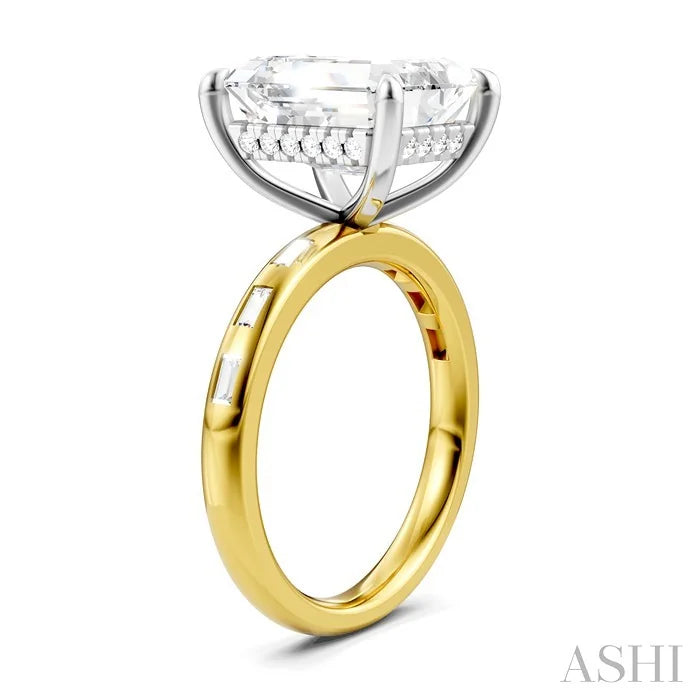 Emerald Shape Semi-Mount Diamond Engagement Ring