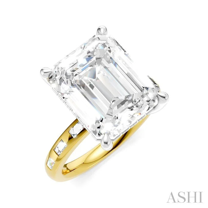 Emerald Shape Semi-Mount Diamond Engagement Ring