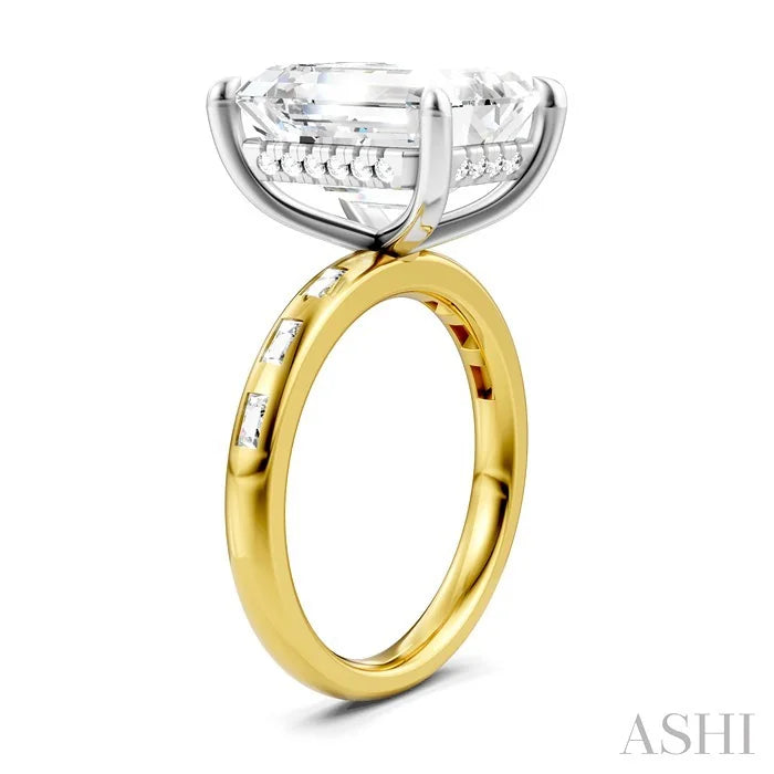 Emerald Shape Semi-Mount Diamond Engagement Ring