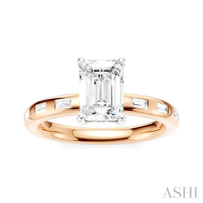 Emerald Shape Semi-Mount Diamond Engagement Ring