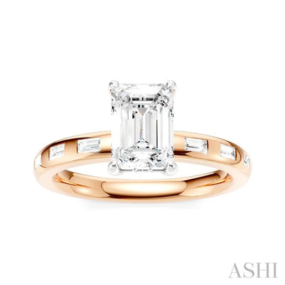 Emerald Shape Semi-Mount Diamond Engagement Ring