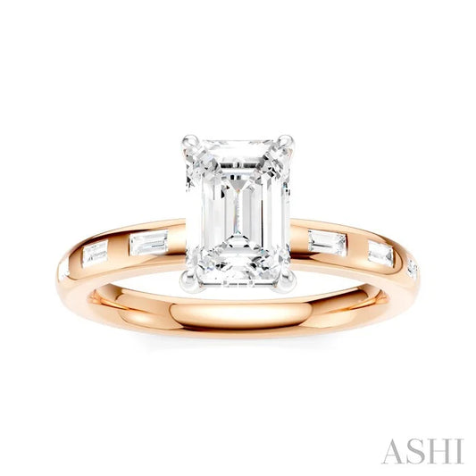 Emerald Shape Semi-Mount Diamond Engagement Ring