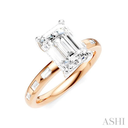 Emerald Shape Semi-Mount Diamond Engagement Ring