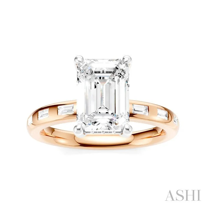 Emerald Shape Semi-Mount Diamond Engagement Ring
