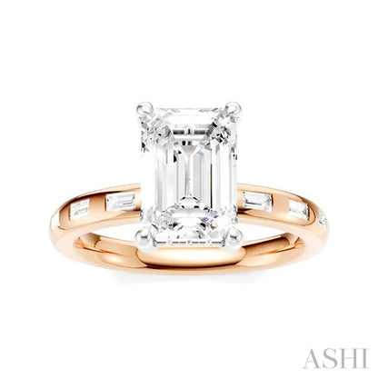 Emerald Shape Semi-Mount Diamond Engagement Ring