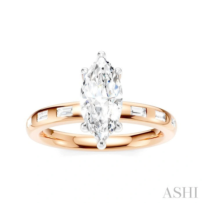 Marquise Shape Semi-Mount Diamond Engagement Ring