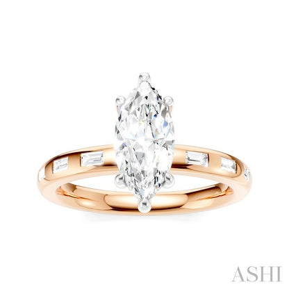 Marquise Shape Semi-Mount Diamond Engagement Ring