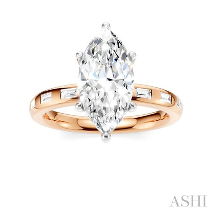 Marquise Shape Semi-Mount Diamond Engagement Ring