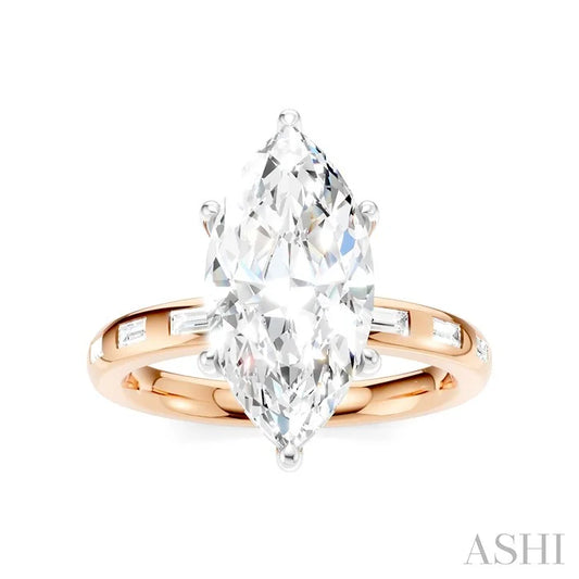 Marquise Shape Semi-Mount Diamond Engagement Ring