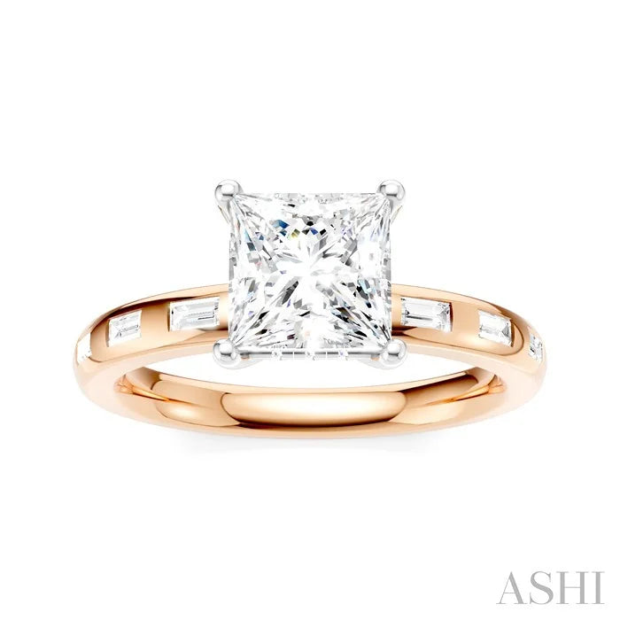 Princess Shape Semi-Mount Diamond Engagement Ring