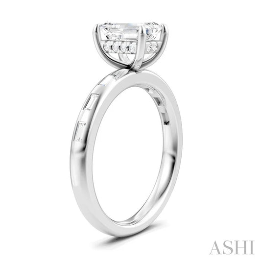 Emerald Shape Semi-Mount Diamond Engagement Ring