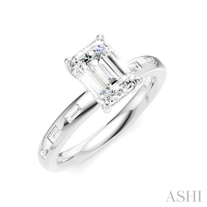 Emerald Shape Semi-Mount Diamond Engagement Ring