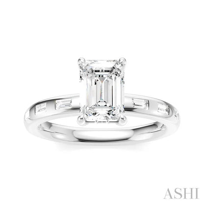 Emerald Shape Semi-Mount Diamond Engagement Ring