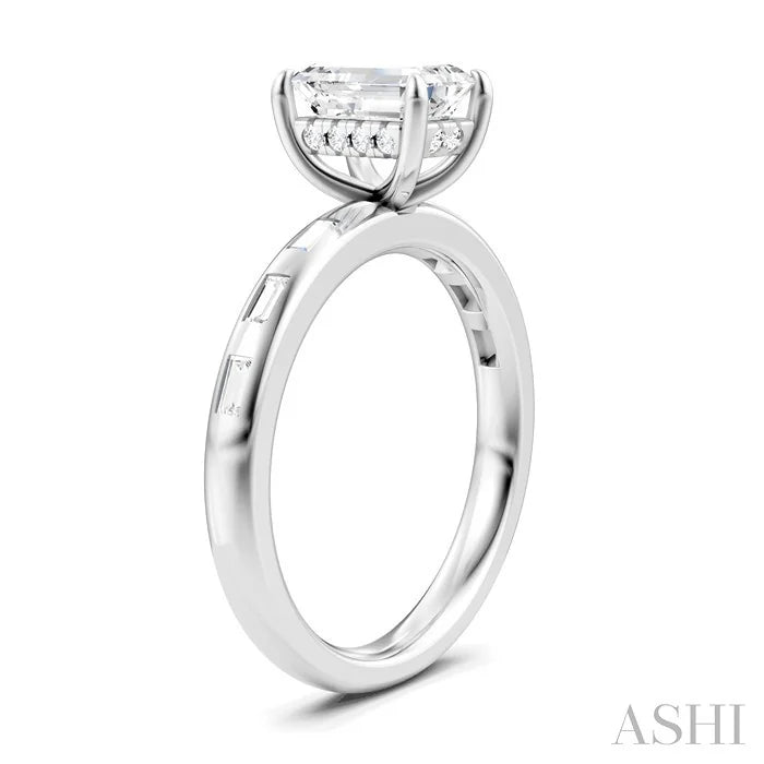 Emerald Shape Semi-Mount Diamond Engagement Ring