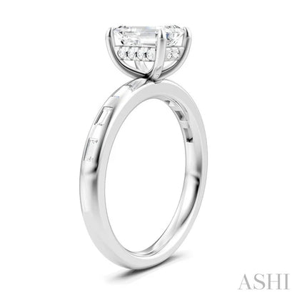 Emerald Shape Semi-Mount Diamond Engagement Ring