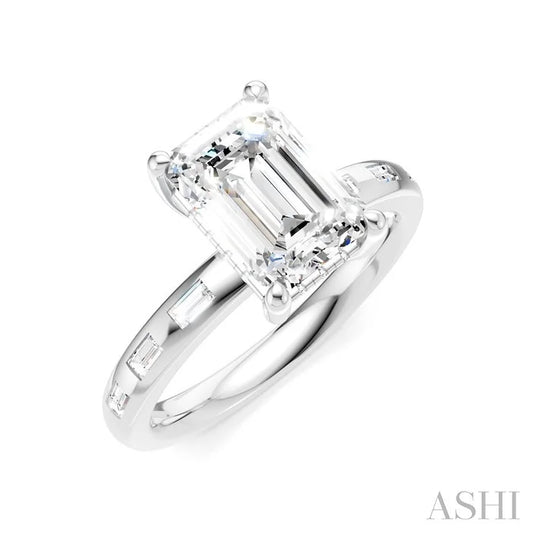 Emerald Shape Semi-Mount Diamond Engagement Ring