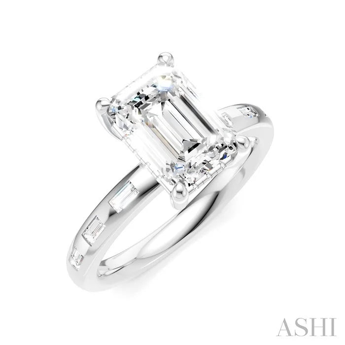 Emerald Shape Semi-Mount Diamond Engagement Ring