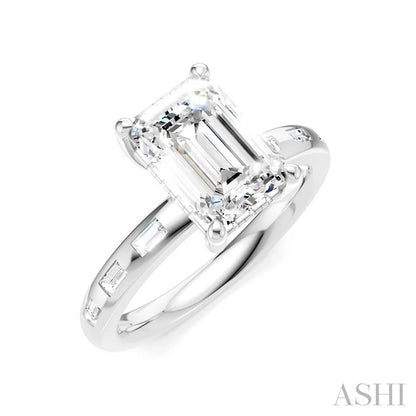 Emerald Shape Semi-Mount Diamond Engagement Ring