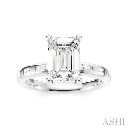 Emerald Shape Semi-Mount Diamond Engagement Ring