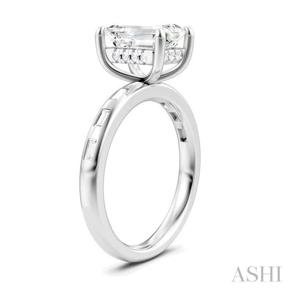 Emerald Shape Semi-Mount Diamond Engagement Ring