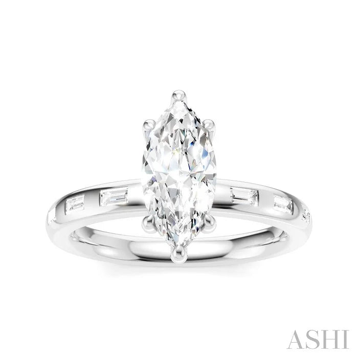 Marquise Shape Semi-Mount Diamond Engagement Ring